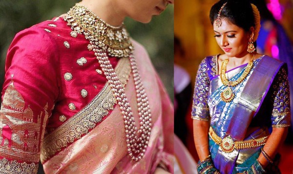 alya_manasa in @sajna_bridal_wear_designer puff sleeve blouse . paired with  a gold pure silk saree from @grb_silks Make up done by @pr... | Instagram