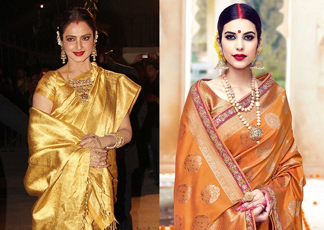 Embellished Elbow Length Sleeves Blouse Designs for Silk Saree 