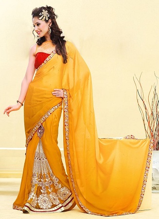 Color Pleated Sari