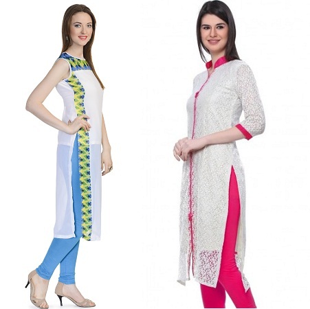 Yoke Embroidered Off White Cotton Kurta with Dupatta | Aradhna-Grace-1003 |  Cilory.com