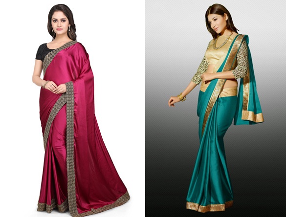 Plain Satin Sarees