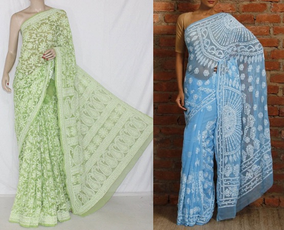 Chiffon Sarees with chikankari work