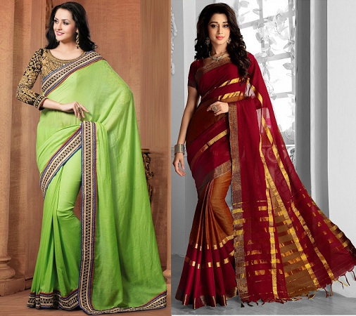 Buy pure cotton sarees below 500 rupees in India @ Limeroad