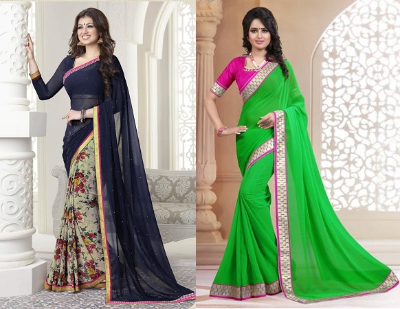 Buy Vansh Trends fancy sarees today offer,chiffon sarees 500 below chiffon  sarees 1500,green sarees, sarees, Saree, (MF-2893) at Amazon.in