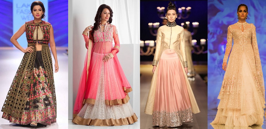 Different Neck Designs For Jacket Lehenga