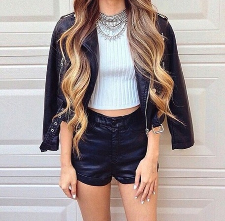 chiffon crop top and high waisted shorts #style #outfit #summer