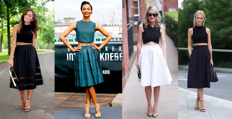 Crop Top With Midi Skirts