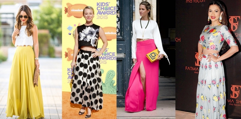 Crop tops with maxi skirt