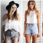 Different Crop tops with High Waisted Shorts