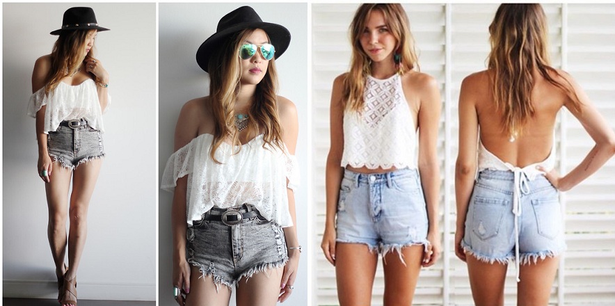 crop tops and high waisted shorts outfits