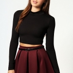 Long sleeved crop top with high necklines