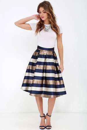 Stripe Midi skirt
