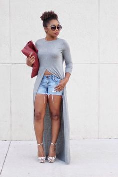 Split front tunic with shorts