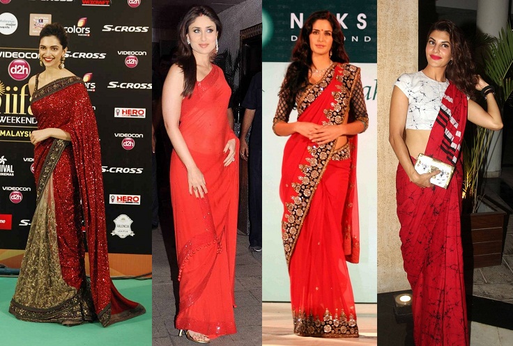 Bollywood Actresses in Red Saree