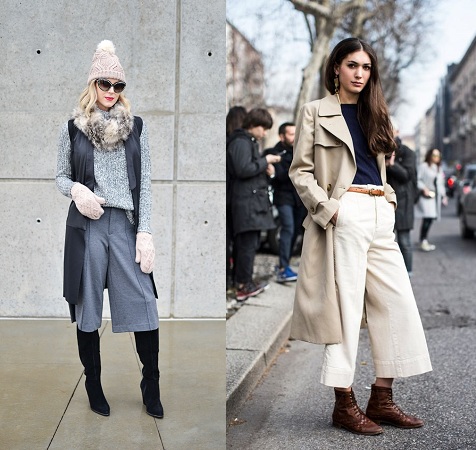 Colored Culottes With Neck Scarf And Belt