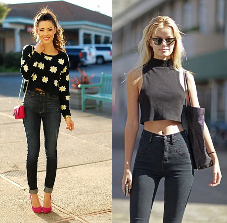 Crop Top With High Waist Jeans