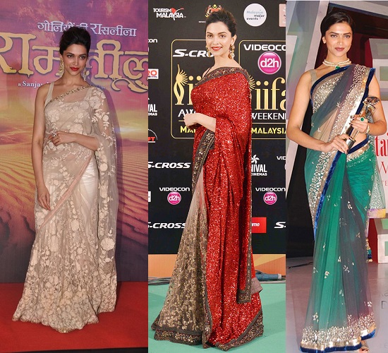 Deepika in Designer Embroidered Saris