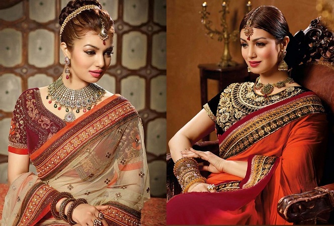 Designer Saree With Elegant Jewellery