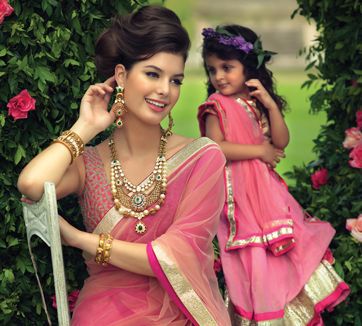 Mother and clearance daughter matching sarees