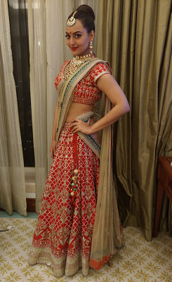 Sonakshi Sinha in Anita Dongre Bridal Lehenga