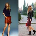 Leather Mini Skirt With Slim Fit Sweater