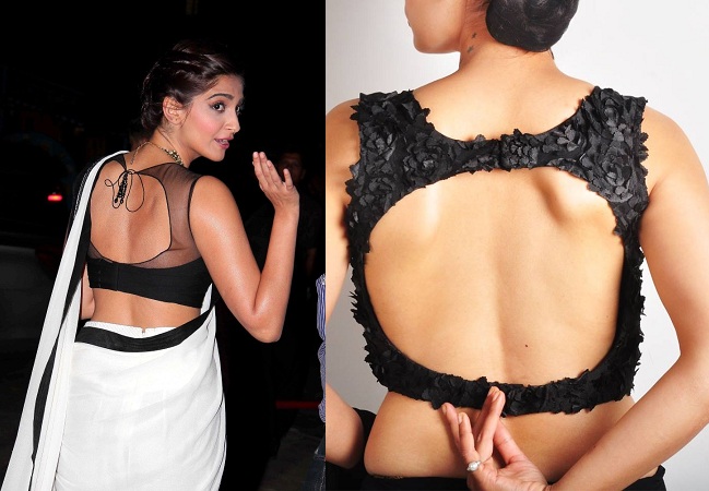 Backless Blouse In Net and Lace Fabrics
