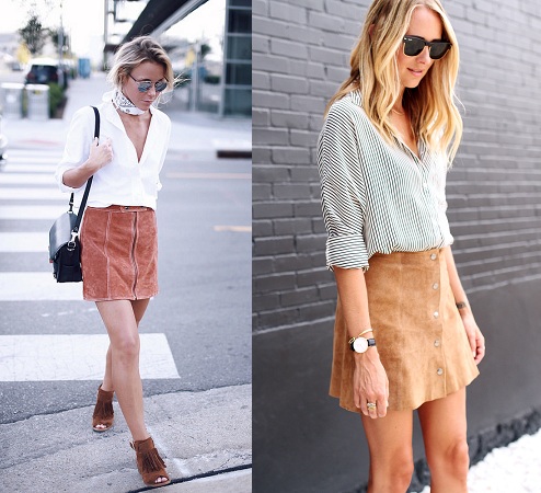 Button Down Shirts With Suede Skirts