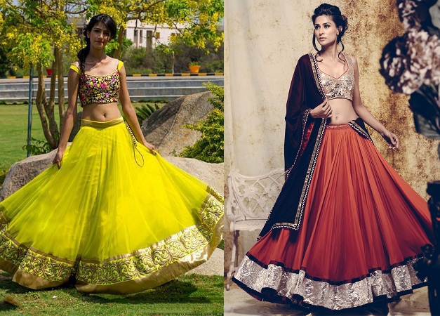 Buy Gold Tissue Circular Flare Lehenga Set by TALKING THREADS at Ogaan  Online Shopping Site