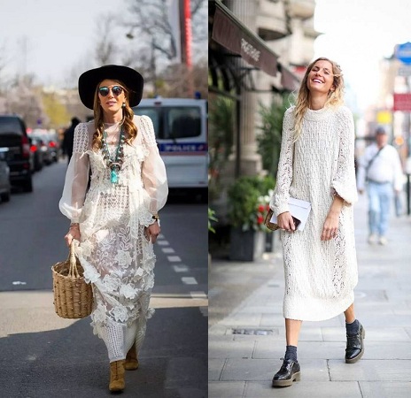 Leather Boots And Lace Maxi Dress