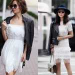 Leather Jacket With Lace Dress