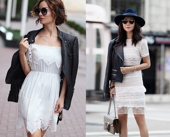 Leather Jacket With Lace Dress