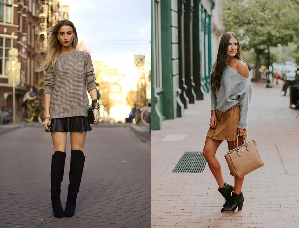 Mini Skirt And Chunky Knit