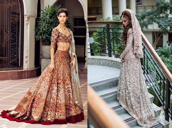 20 Long Trail Lehengas That We are Lovinnn on These Real Brides | Wedding  outfit, Bride and groom outfit, Bridal lehenga