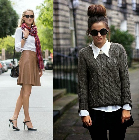 White Collared Shirt With Monogrammed Sweater