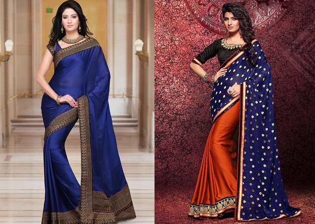 Blue Chiffon Saree