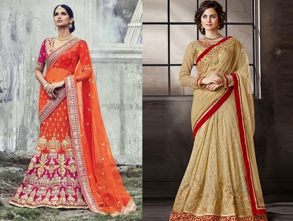 Buy Lycra Designer Lehenga Style Saree Online