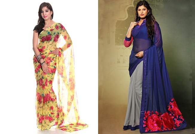 Chiffon saree draping on sale styles