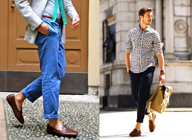 Loafers Shoes With Colourful Chinos