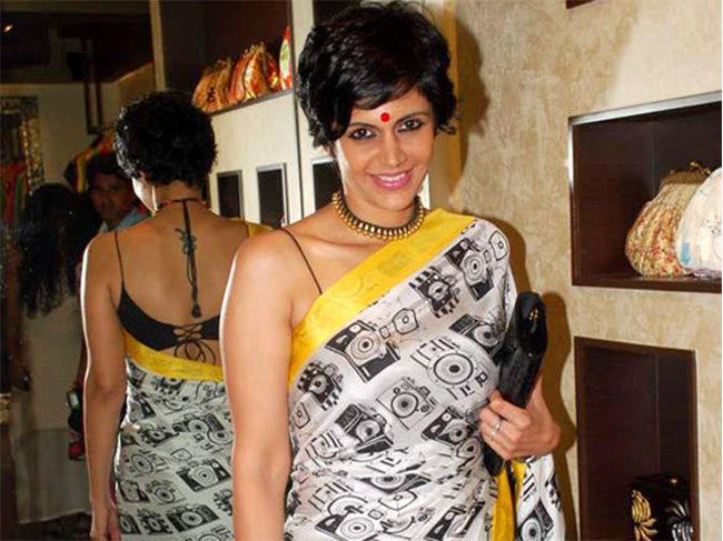 Mandira Bedi In Noodle Strap Blouse