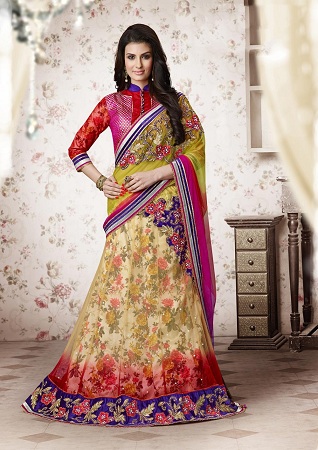 Multicolour Lehenga Style Saree