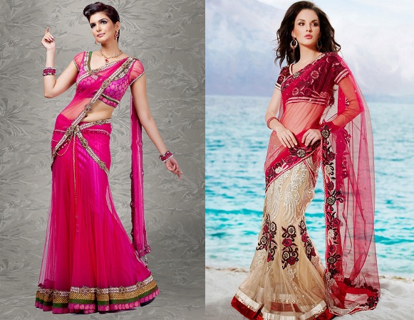 Net Lehenga Saree