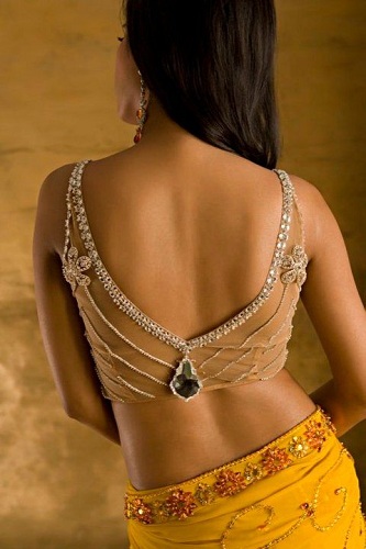 V shaped Back neck design with embellishment