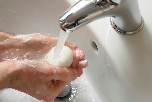 Washing hands with soap