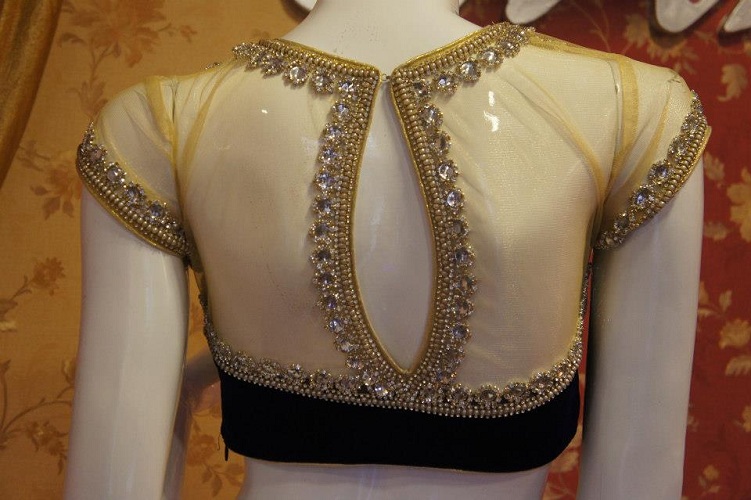 sheer blouse with stone work