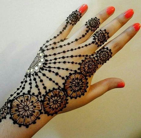 Simple Jewellery Style Mehndi Design for Back Hands