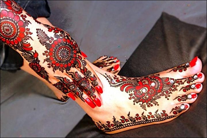 Multi Colored Mehendi Design For Feet