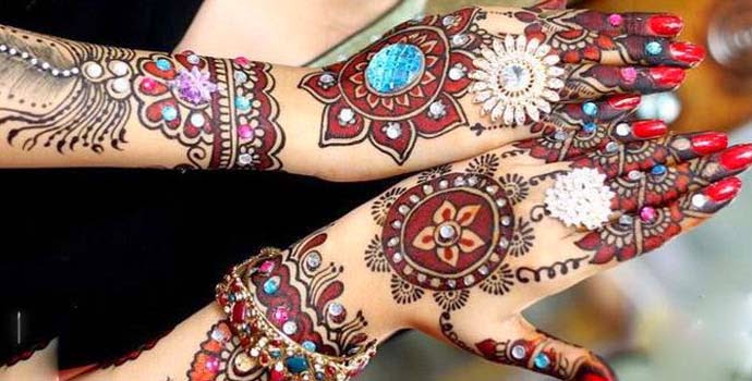 Multi colored Back Mehendi Design