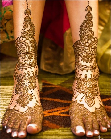 Peacock Design For Feet Mehendi Design