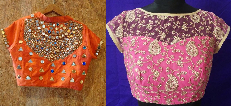 Boat Neck Blouse Design With Embellished Work