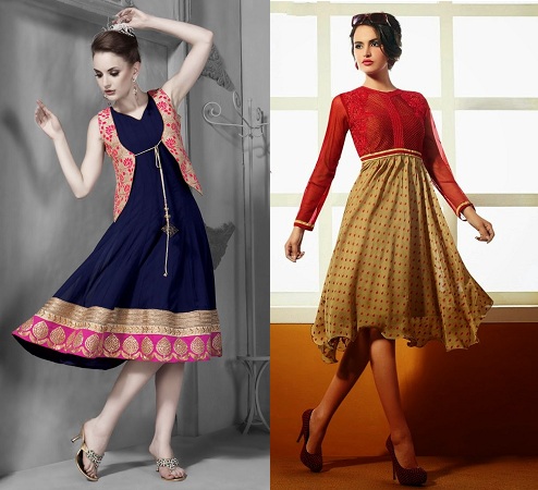 Embroidered Flared Kurtis Without Leggings